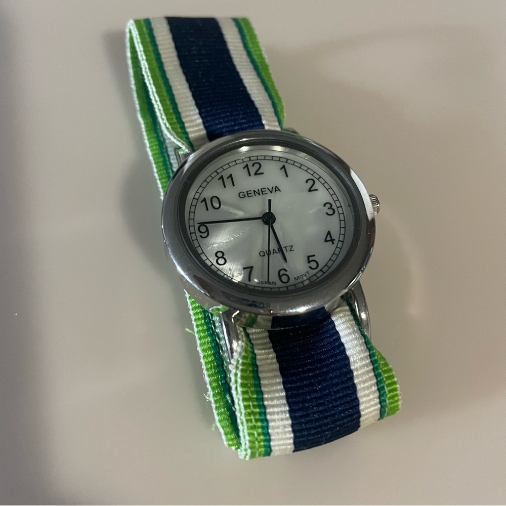 Geneva Quartz Watch with Vibrant Striped Band